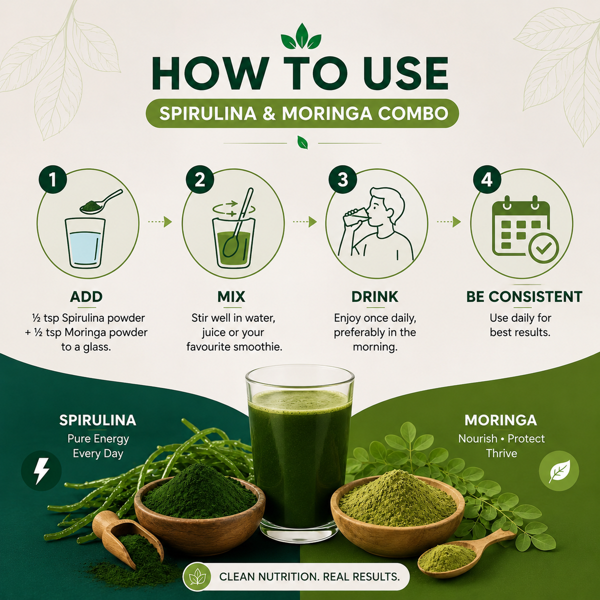 Moringa  (250g) + Spirulina  (250g)